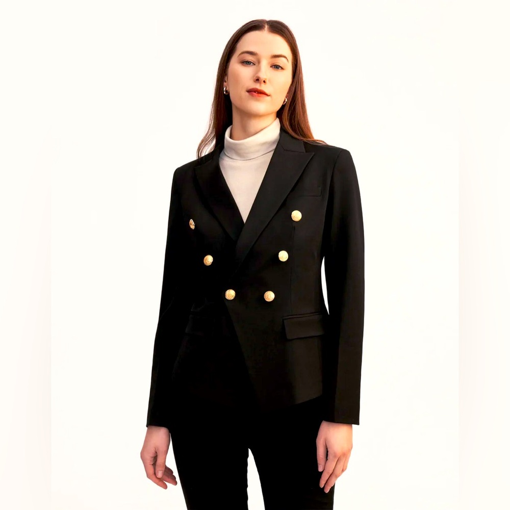 NEW LILYSILK DOUBLE BREASTED SLIM BLACK BLAZER!  SIZE XS, NEW WITH TAGS!